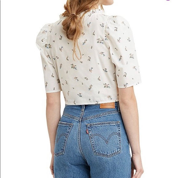 🆕 Levi’s |Floral Joella Puff-Sleeve Cloud Dancer Top. - Picture 5 of 9